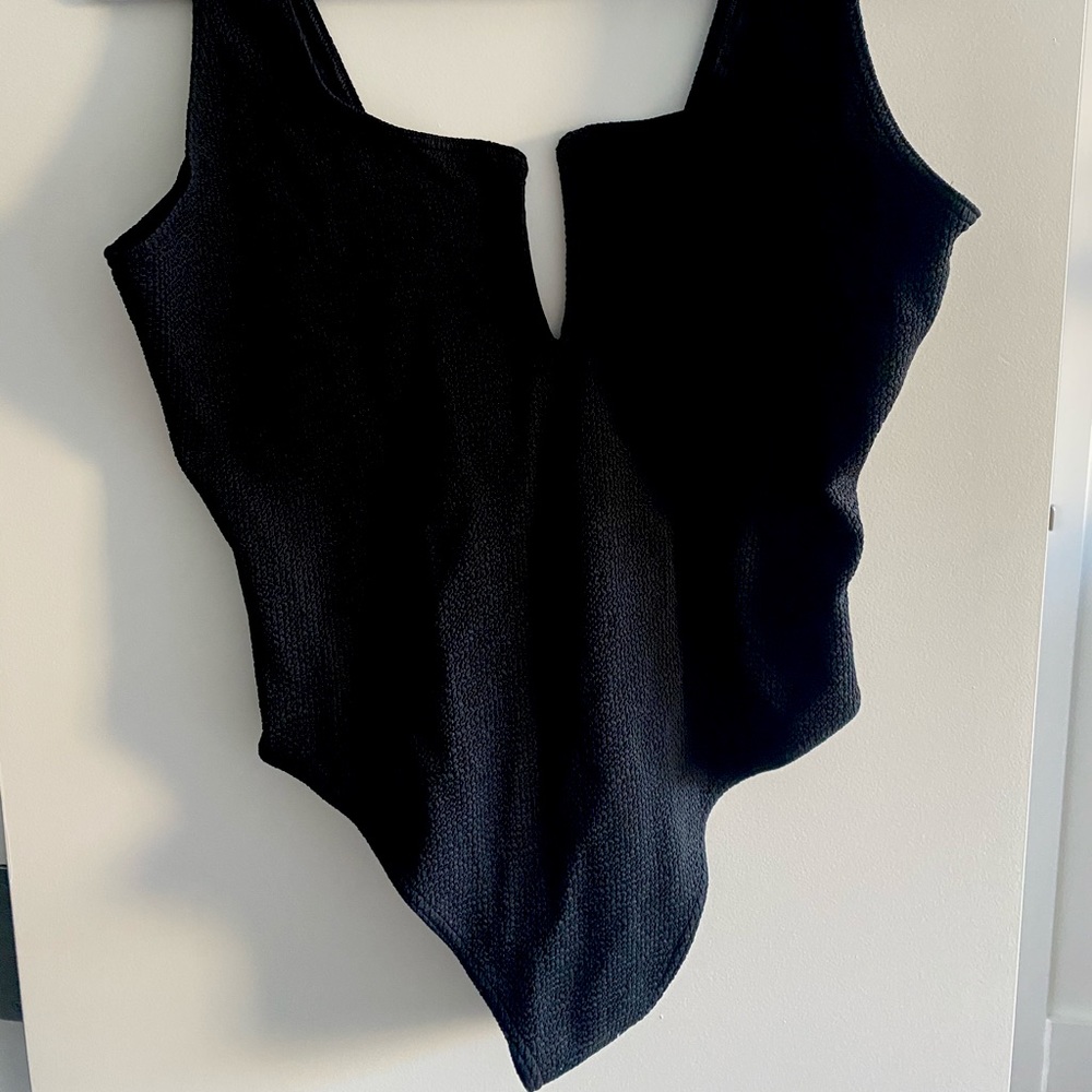 ASOS Design curve crinkle notch front swimsuit